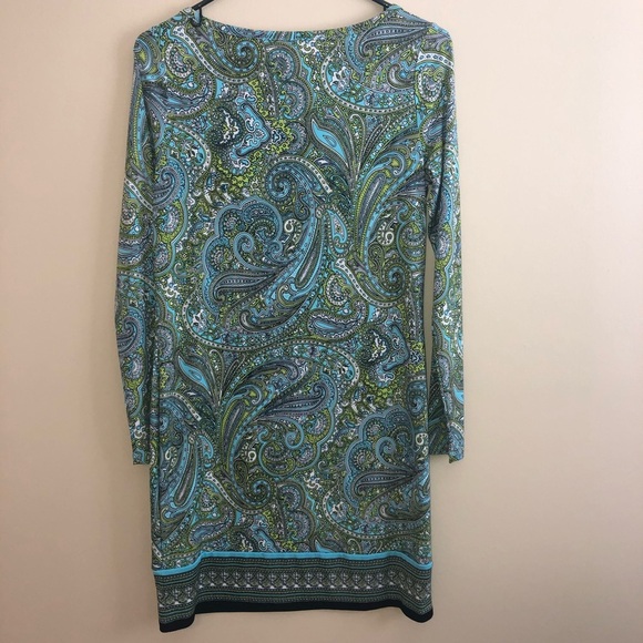 Michael Kors Blue & Green Paisley Shift Dress - Picture 6 of 6